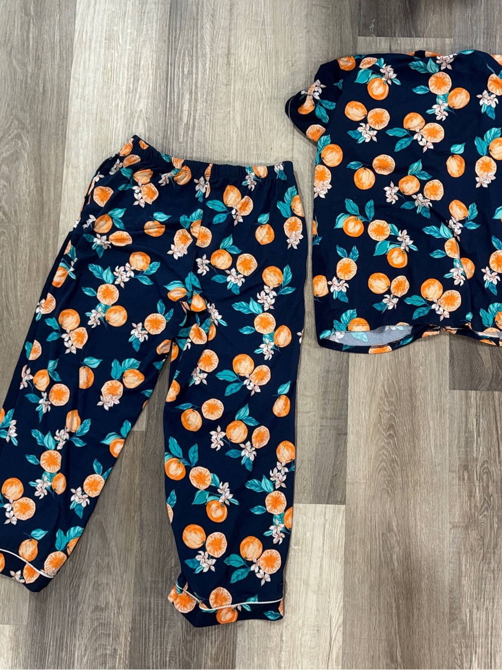 Women’s Navy Orange Citrus Pajama Set - Picture 4 of 12